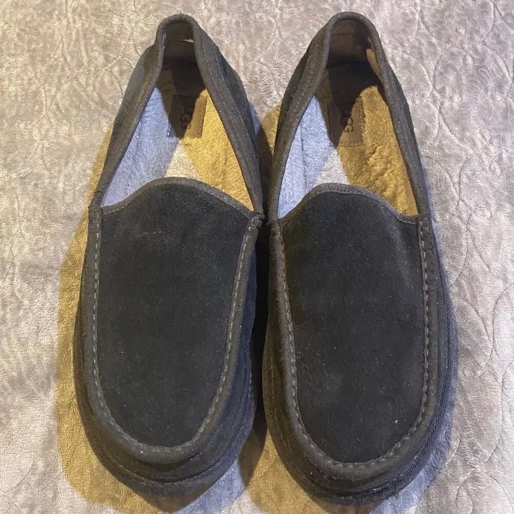Ugg Australia DEX Black Suede Slippers Men's Size 13